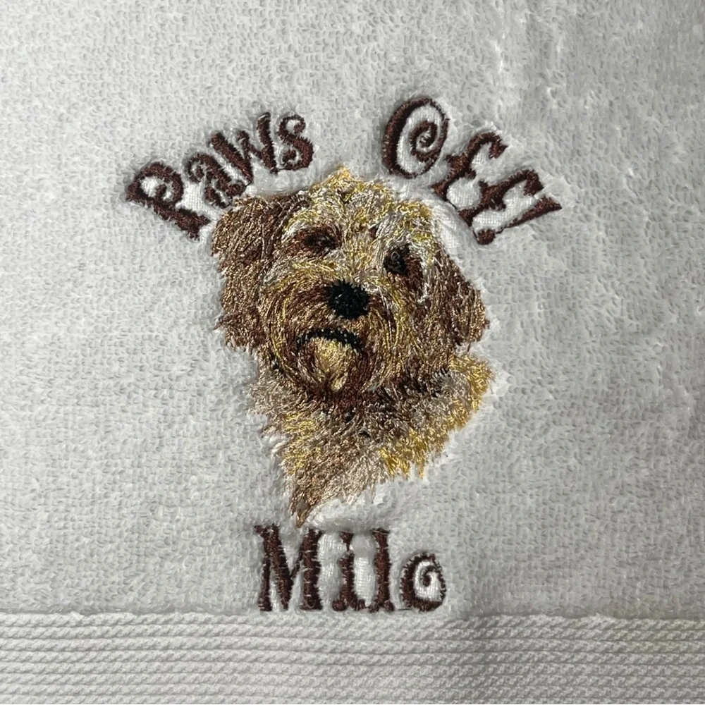 Hand Personalized Embroidered Pet Hand Towel with your Pet’s name. Dog cat fish